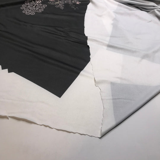 Starting A New Project - Printed Clothing Pattern Polyester Blend Knit - Grey Multi Floral - 2M Bundle