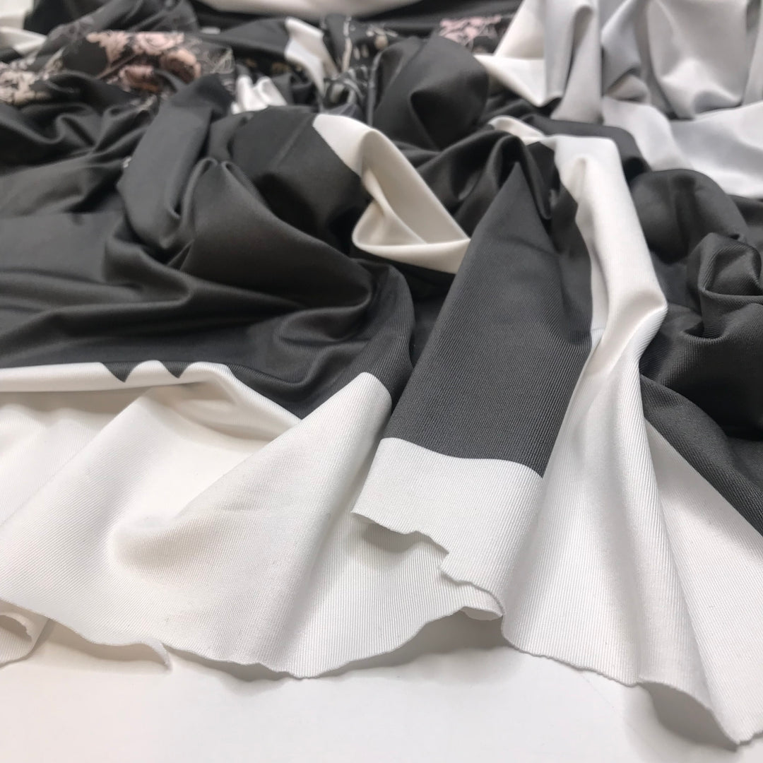 Starting A New Project - Printed Clothing Pattern Polyester Blend Knit - Grey Multi Floral - 2M Bundle