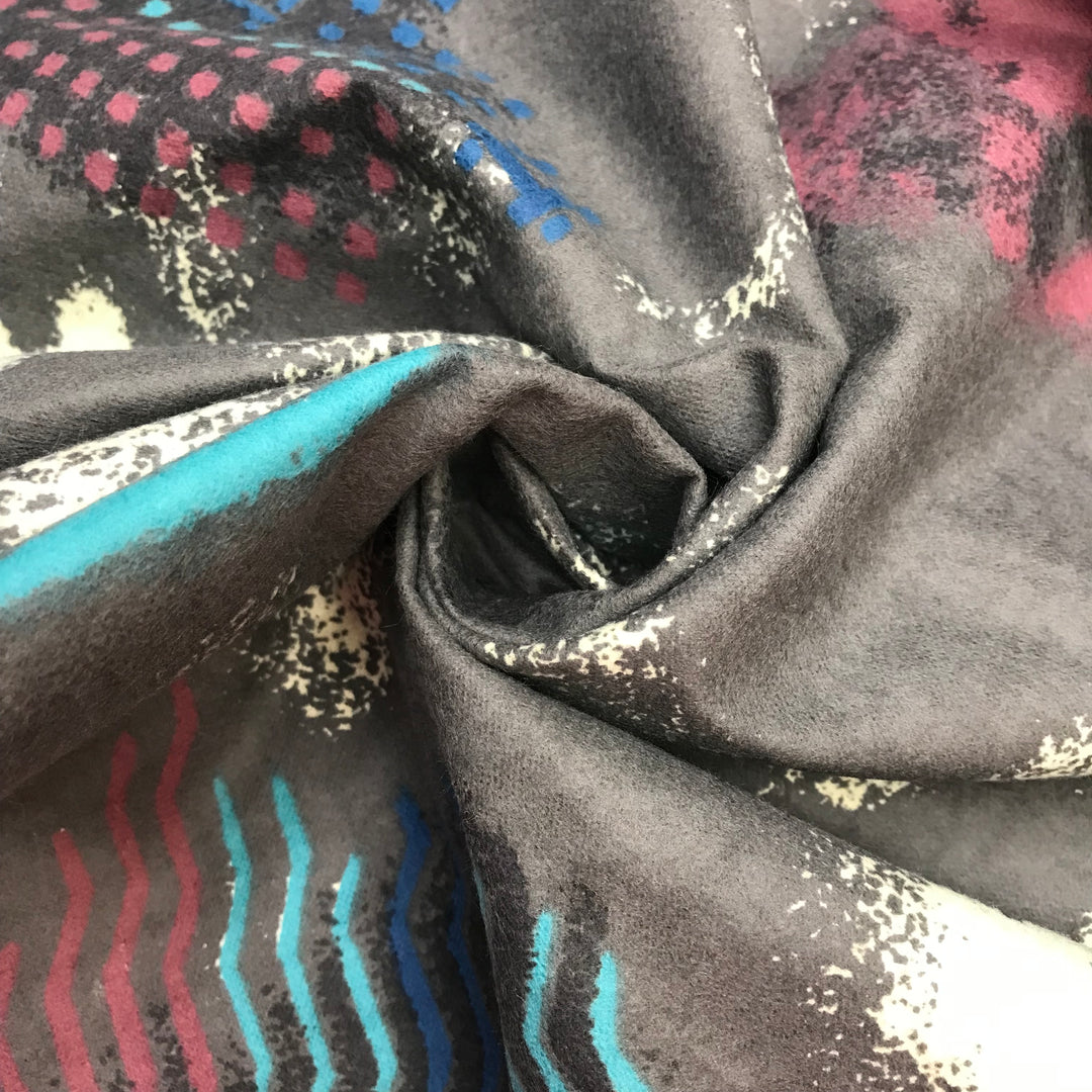 Evening Fireworks - 1 Side Brushed Cotton Woven - Multi Abstract - 1M Bundle
