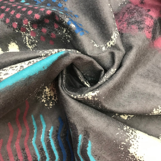 Evening Fireworks - 1 Side Brushed Cotton Woven - Multi Abstract - 1M Bundle