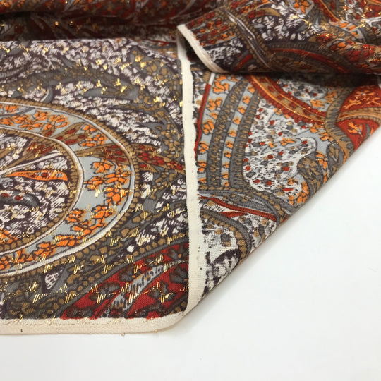 Christmas Spice - Glitter Jersey Poly Knit - Multi Paisley - 1.7M Bundle