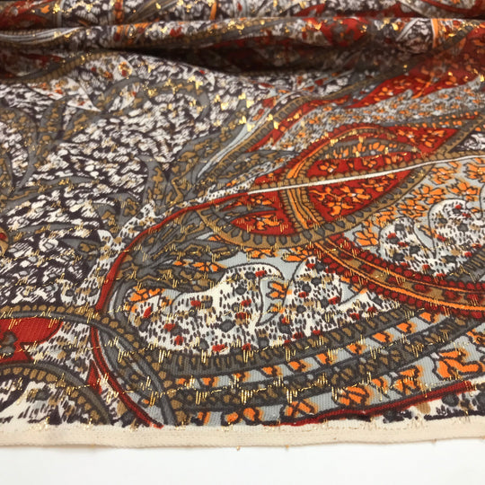 Christmas Spice - Glitter Jersey Poly Knit - Multi Paisley - 1.7M Bundle