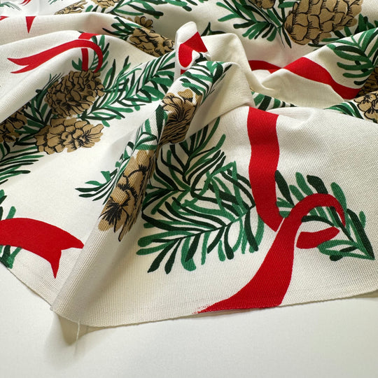 Chris Pinecone - Cotton Woven - White Multi Christmas Pine Cones - 0.7M Bundle