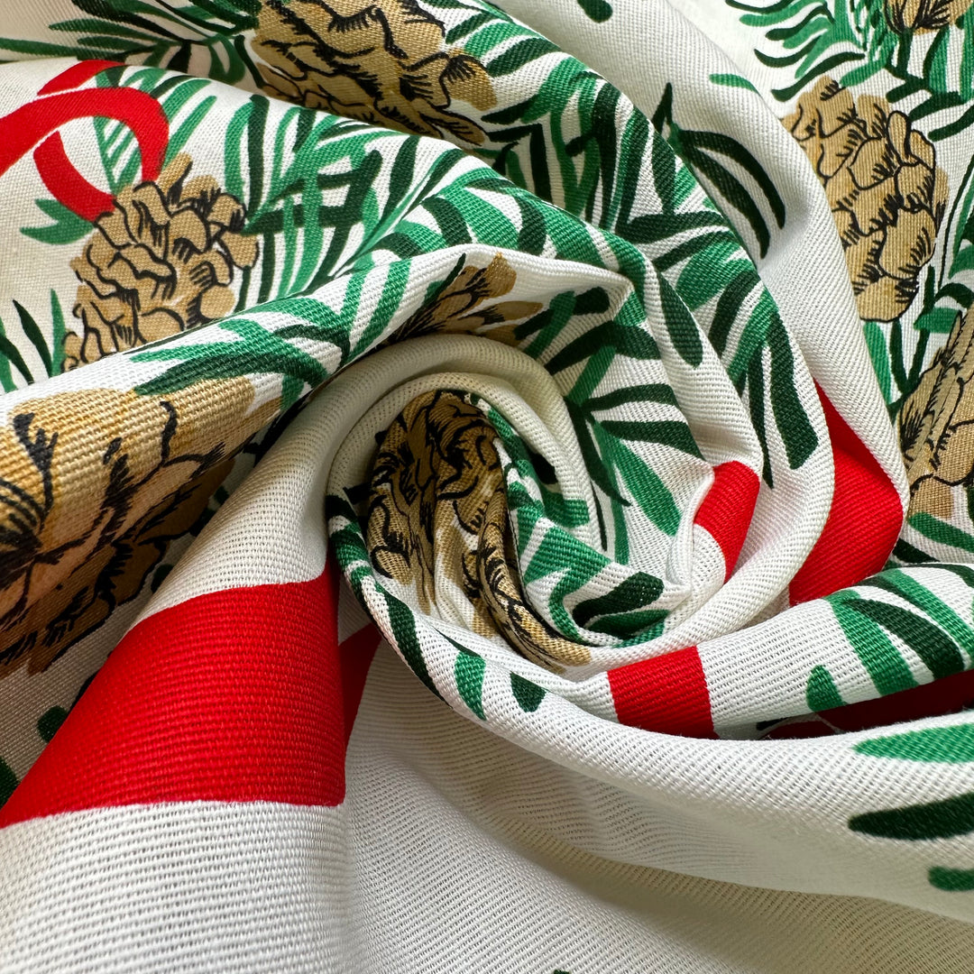 Chris Pinecone - Cotton Woven - White Multi Christmas Pine Cones - 0.7M Bundle