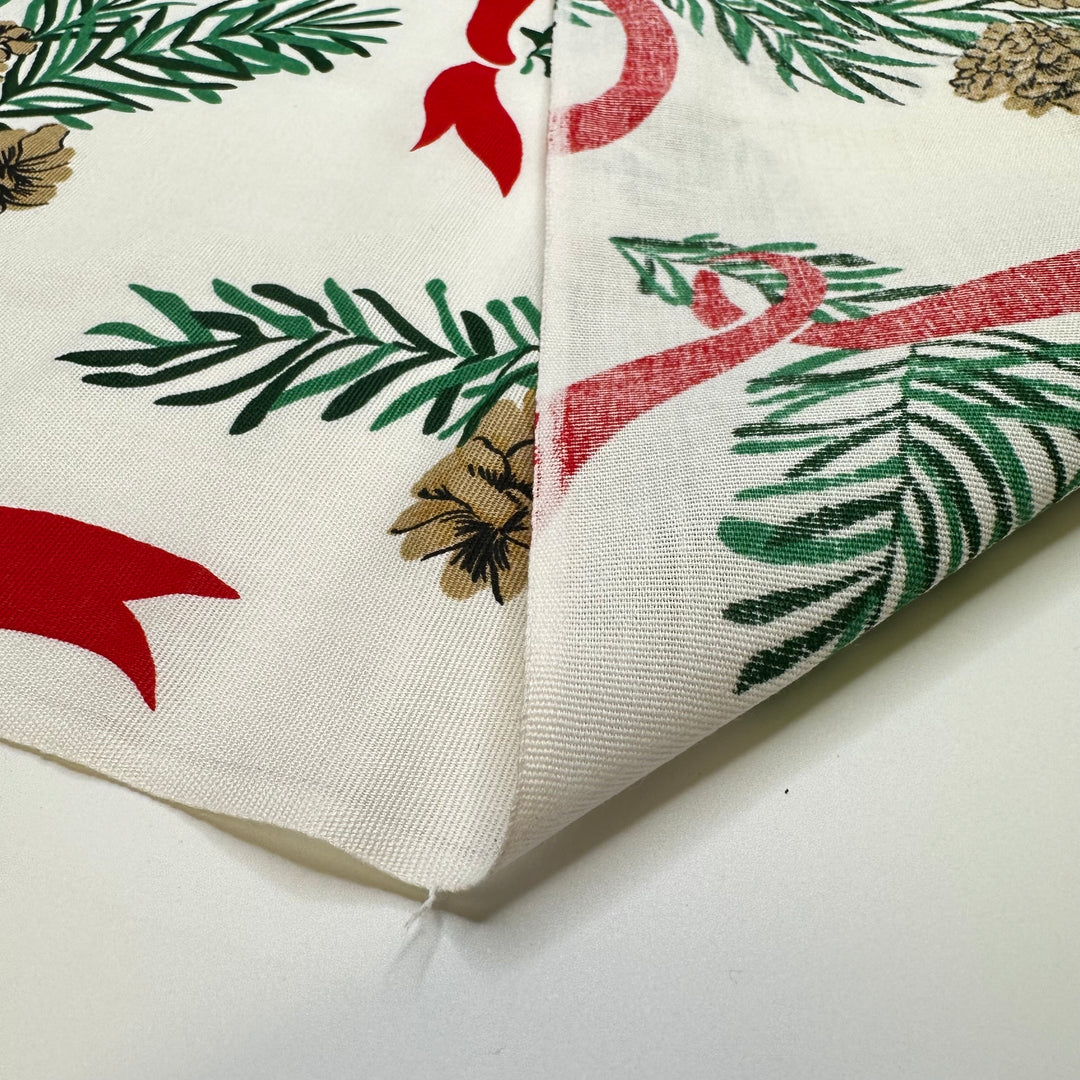 Chris Pinecone - Cotton Woven - White Multi Christmas Pine Cones - 0.7M Bundle