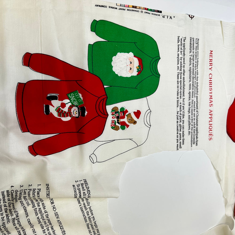 Merry Christmas Cut And Sew Applique - Cotton Woven - White Multi - Bundles