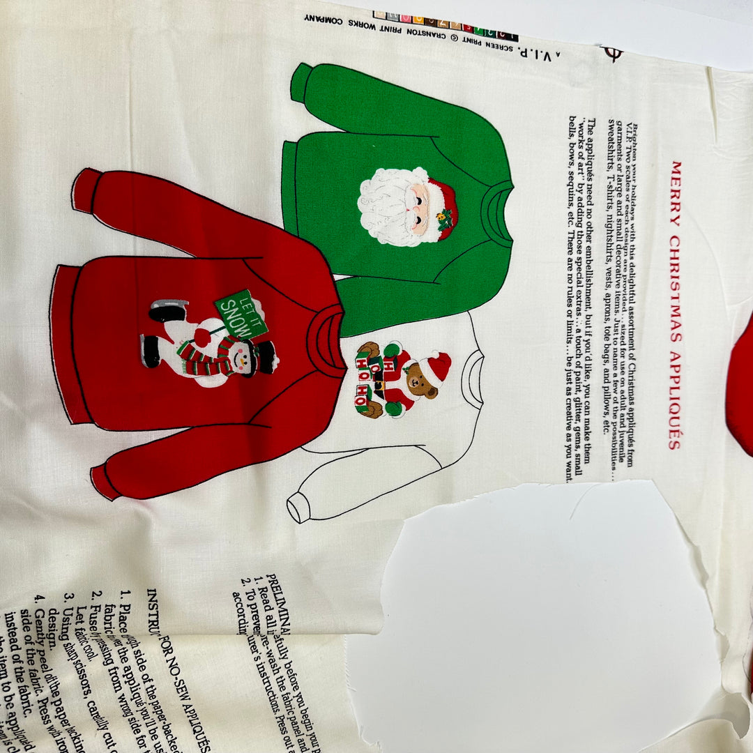 Merry Christmas Cut And Sew Applique - Cotton Woven - White Multi - Bundles