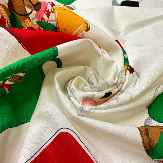 Merry Christmas Cut And Sew Applique - Cotton Woven - White Multi - Bundles
