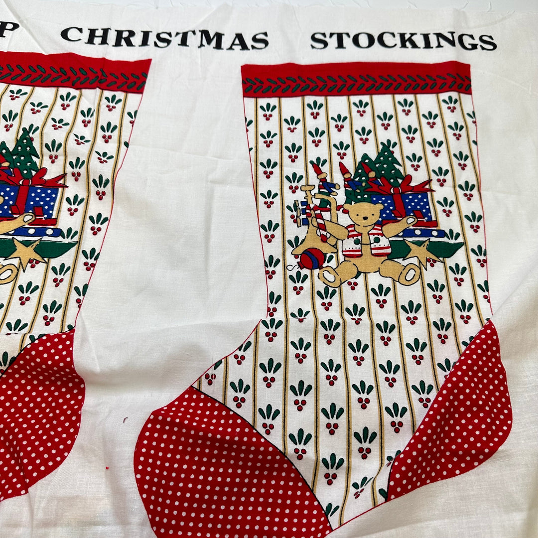 Cut And Sew Cute Christmas Stockings - Cotton Woven - White Multi Christmas - 1.8M Bundle