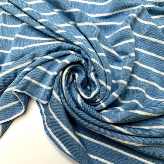 Whatever Floats Your Gravy Boat - Jersey Bamboo Knit - Blue/White Stripes - 1.3M Bundle