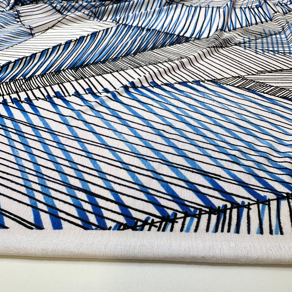 Line Art - Polyester Blend Knit - Blue Multi Abstract - 3.25M Bundle