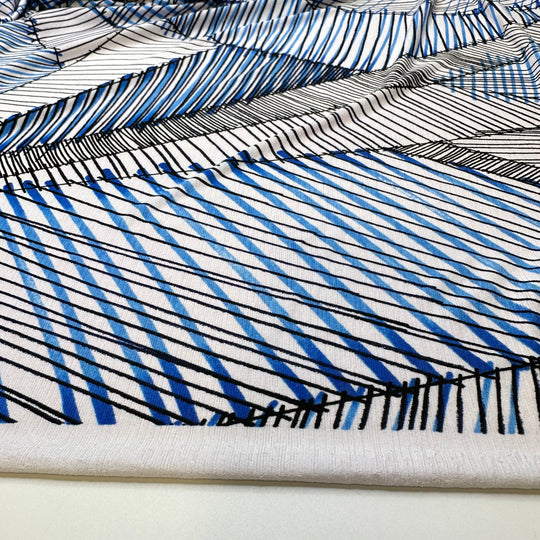 Line Art - Polyester Blend Knit - Blue Multi Abstract - 3.25M Bundle