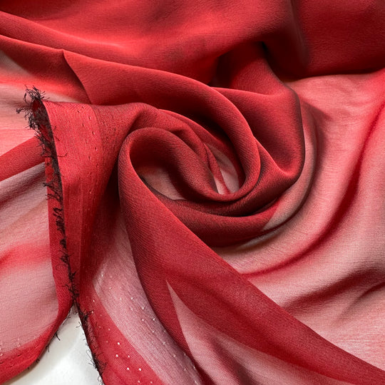 Siren Call - Iridescent Chiffon Poly Woven - Dark Black/Red - 2.5M Bundle