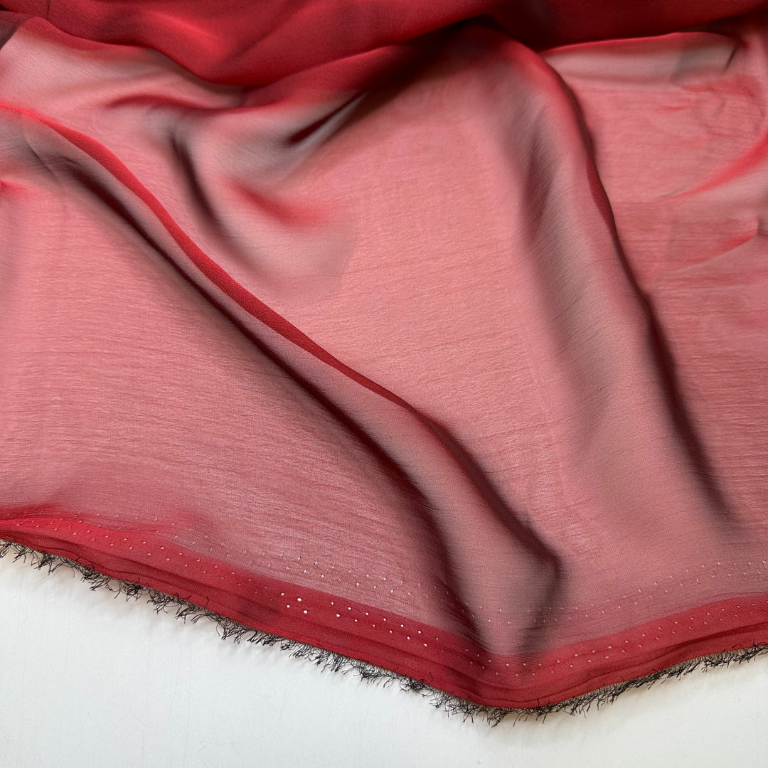 Siren Call - Iridescent Chiffon Poly Woven - Dark Black/Red - 2.5M Bundle