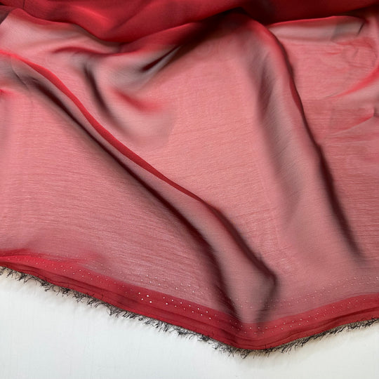 Siren Call - Iridescent Chiffon Poly Woven - Dark Black/Red - 2.5M Bundle