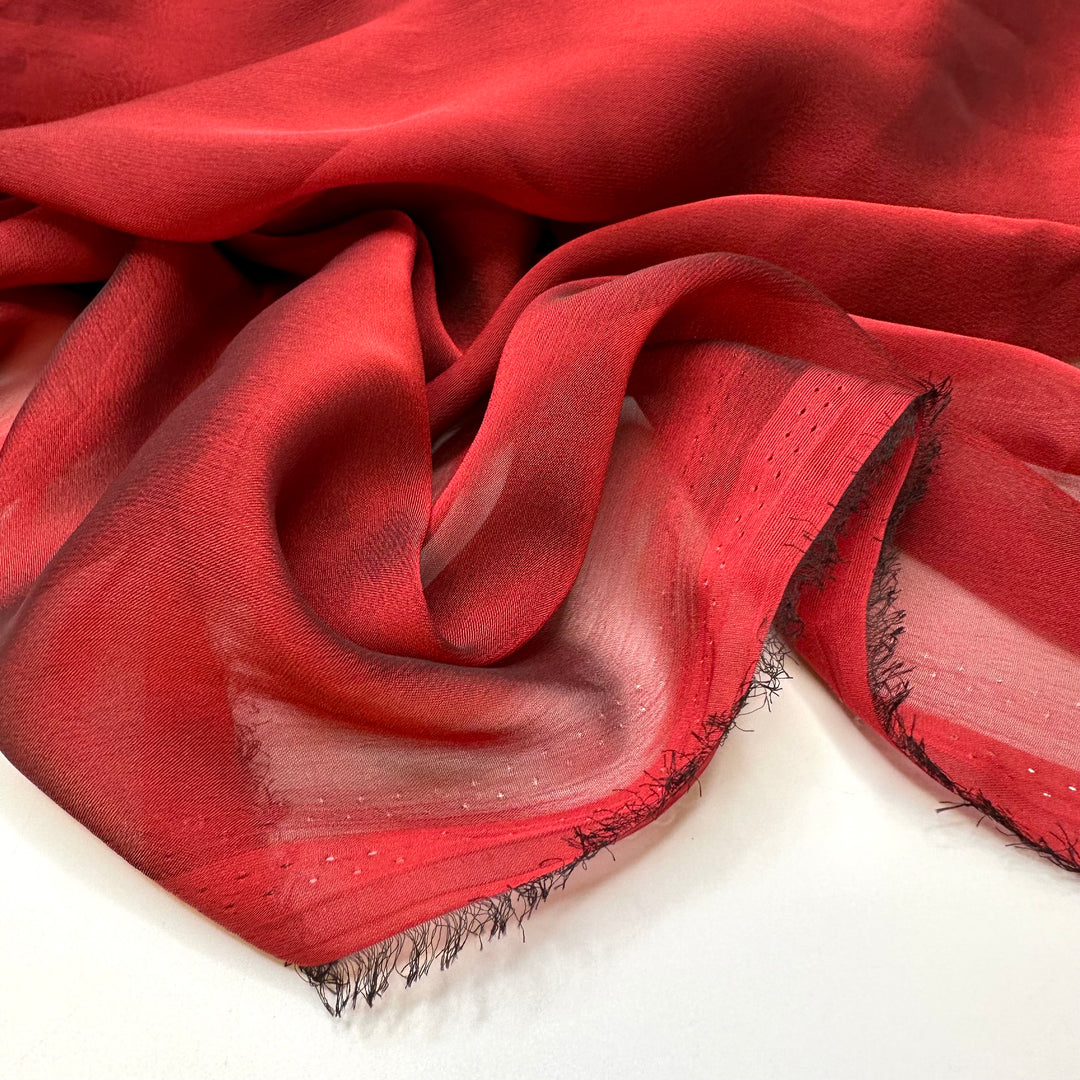 Siren Call - Iridescent Chiffon Poly Woven - Dark Black/Red - 2.5M Bundle