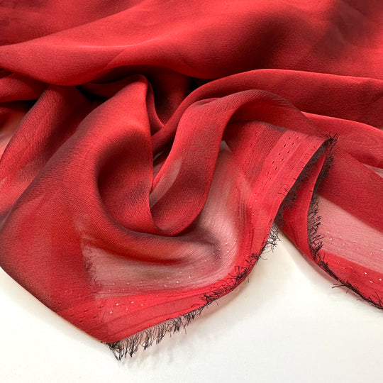 Siren Call - Iridescent Chiffon Poly Woven - Dark Black/Red - 2.5M Bundle