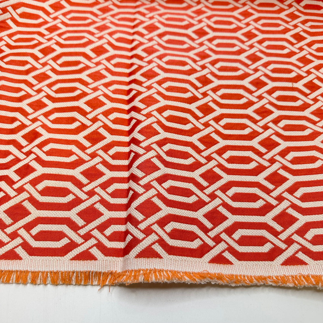 Holiday Candy Wrapper - Double Cloth Weave Polyester Blend Woven - Orange/White Geometric - 3M Bundle
