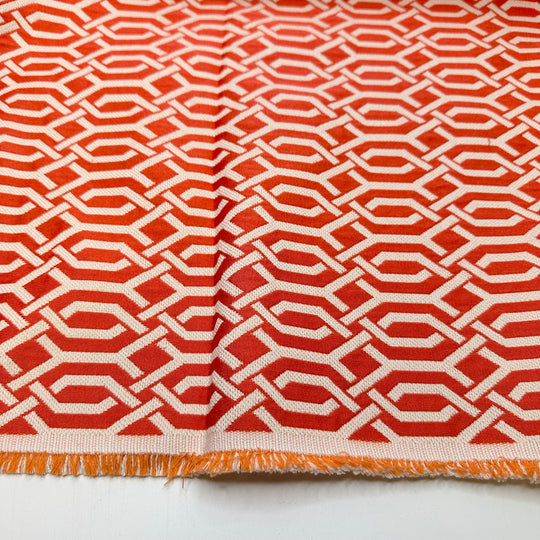 Holiday Candy Wrapper - Double Cloth Weave Polyester Blend Woven - Orange/White Geometric - 3M Bundle