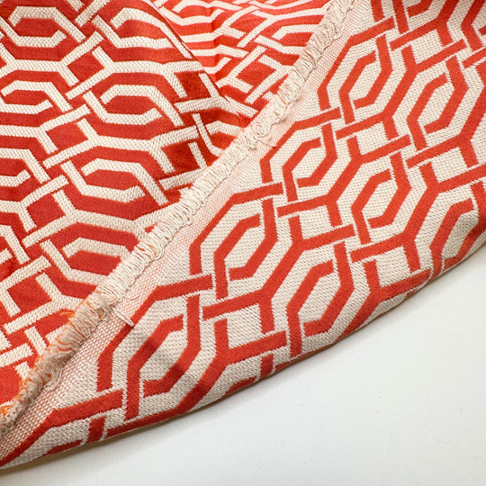 Holiday Candy Wrapper - Double Cloth Weave Polyester Blend Woven - Orange/White Geometric - 3M Bundle