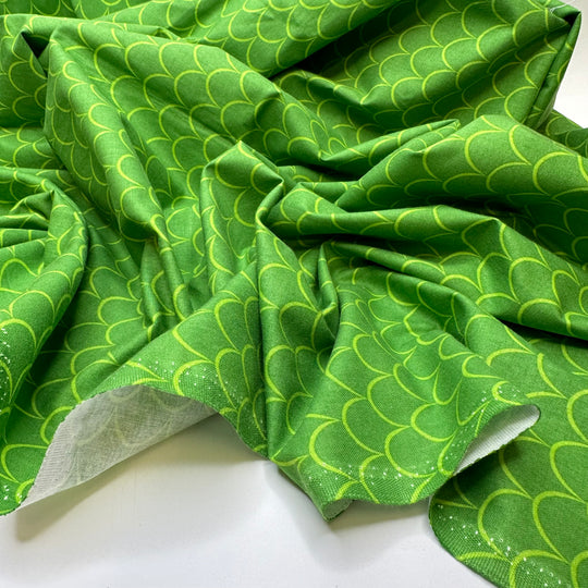 Cartoon Christmas Trees - Cotton Woven - Green Scallops - Bundles