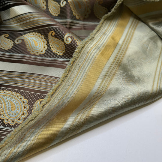 Chocolaty Nougat - Poly Woven - Brown Multi Paisley Strips - 3.6M Bundle