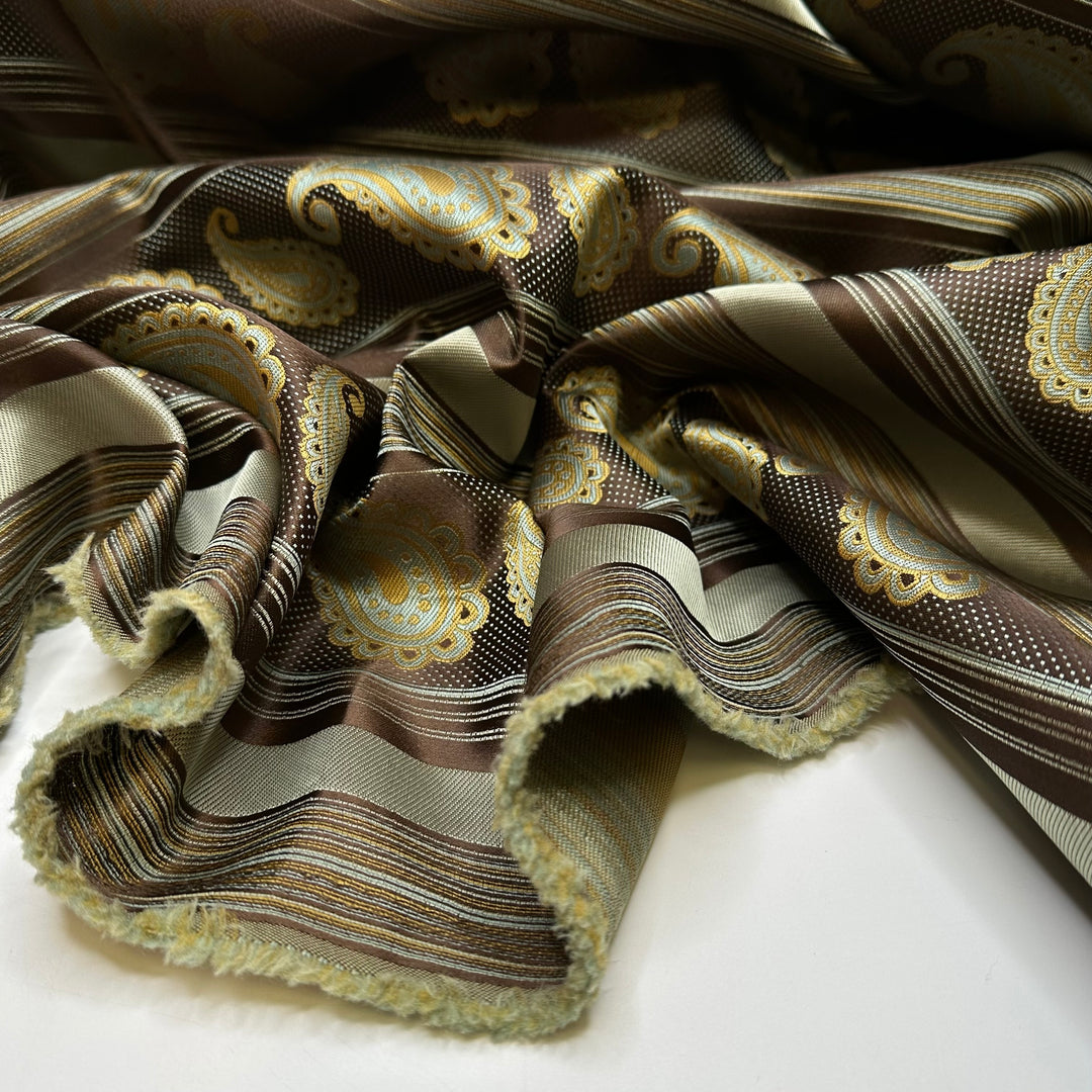 Chocolaty Nougat - Poly Woven - Brown Multi Paisley Strips - 3.6M Bundle