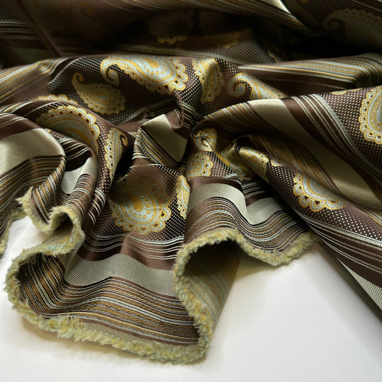 Chocolaty Nougat - Poly Woven - Brown Multi Paisley Strips - 3.6M Bundle