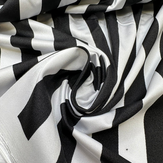 Jailhouse Rock - Jersey Poly/Spandex Knit - Black/White Stripes - 1.5M Bundle