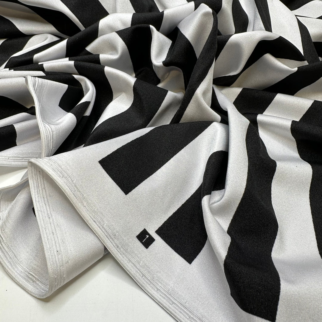 Jailhouse Rock - Jersey Poly/Spandex Knit - Black/White Stripes - 1.5M Bundle