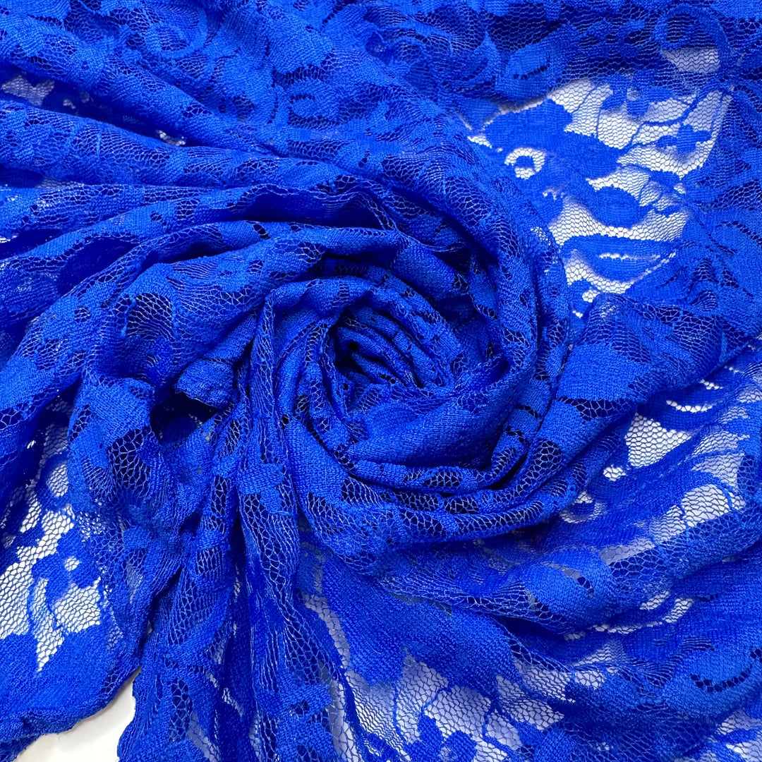 Desert Bluebells - Lace Synthetic Blend Knit - Blue Floral - 0.65M Bundle