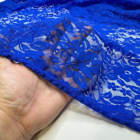 Desert Bluebells - Lace Synthetic Blend Knit - Blue Floral - 0.65M Bundle