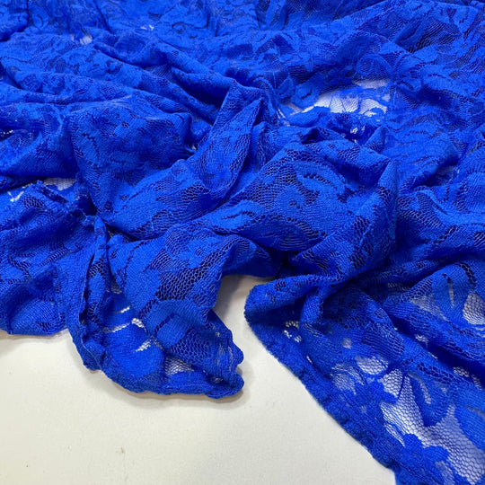 Desert Bluebells - Lace Synthetic Blend Knit - Blue Floral - 0.65M Bundle