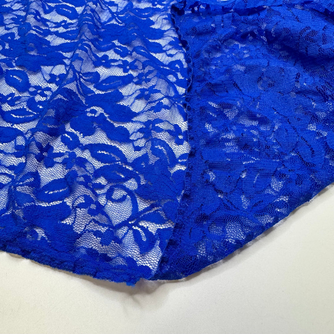 Desert Bluebells - Lace Synthetic Blend Knit - Blue Floral - 0.65M Bundle