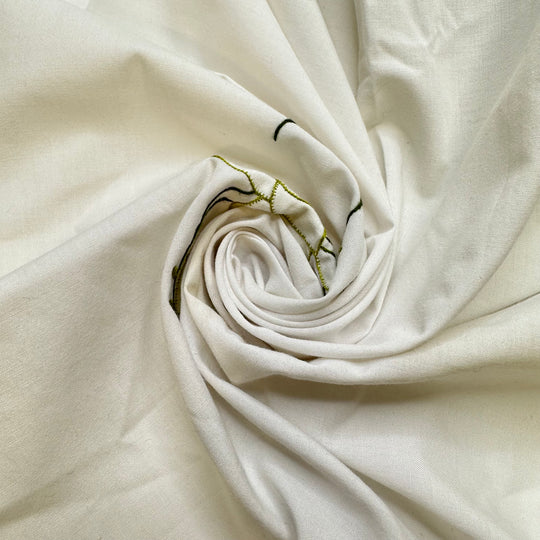 Flower Crown - Embroidered, Circle Tablecloth Synthetic Blend Woven - White Multi Floral - 2M Bundle