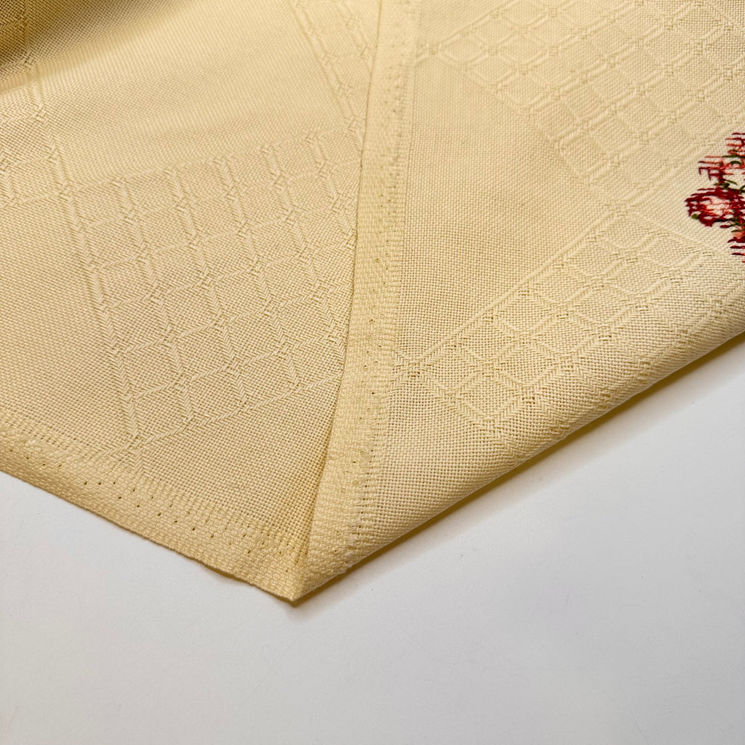 Flowers On The Shoreline - Embroidered Cotton Blend Woven - Light Beige Geometric - 2.25M Bundle