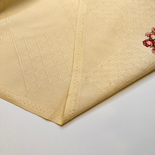 Flowers On The Shoreline - Embroidered Cotton Blend Woven - Light Beige Geometric - 2.25M Bundle