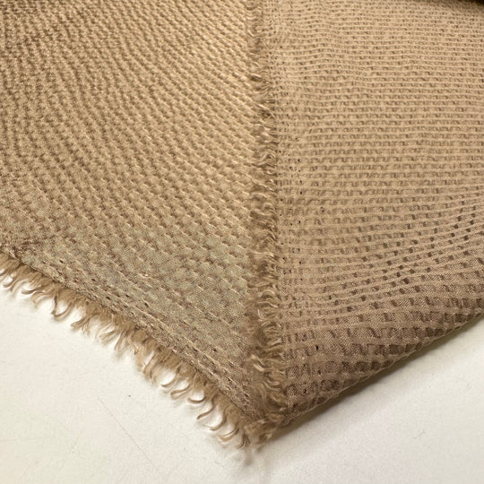 Hold The Ice - Waffle Effect Poly Woven - Light Beige/Brown - 4.6M Bundle