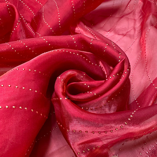 Stunning Firecracker - Rhinestoned Pattern Poly Woven - Red/Gold - 1.7M Bundle