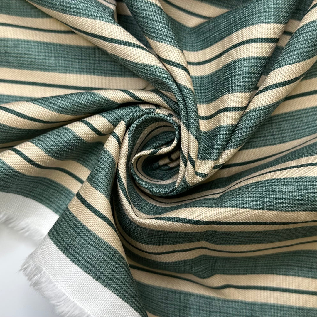 Im On A Roll - Cotton Woven - Green/Beige Stripes - Bundles