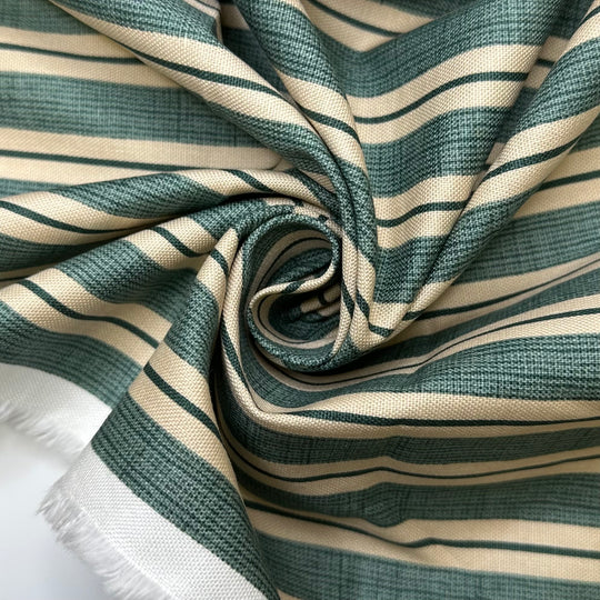 Im On A Roll - Cotton Woven - Green/Beige Stripes - Bundles