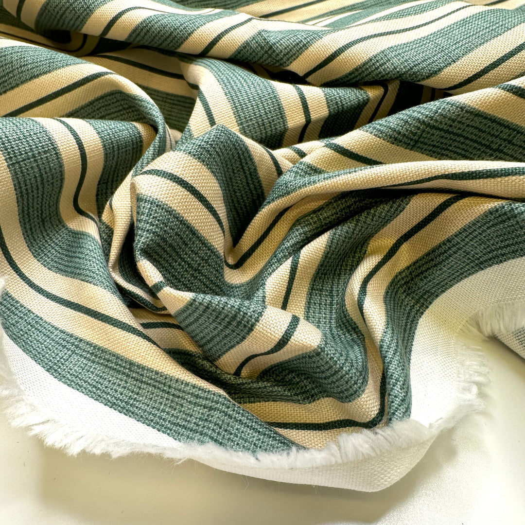 Im On A Roll - Cotton Woven - Green/Beige Stripes - Bundles