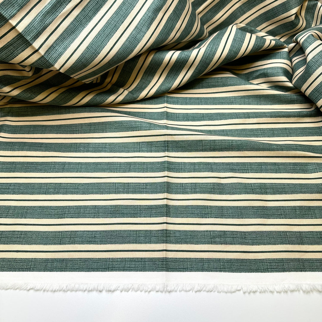 Im On A Roll - Cotton Woven - Green/Beige Stripes - Bundles