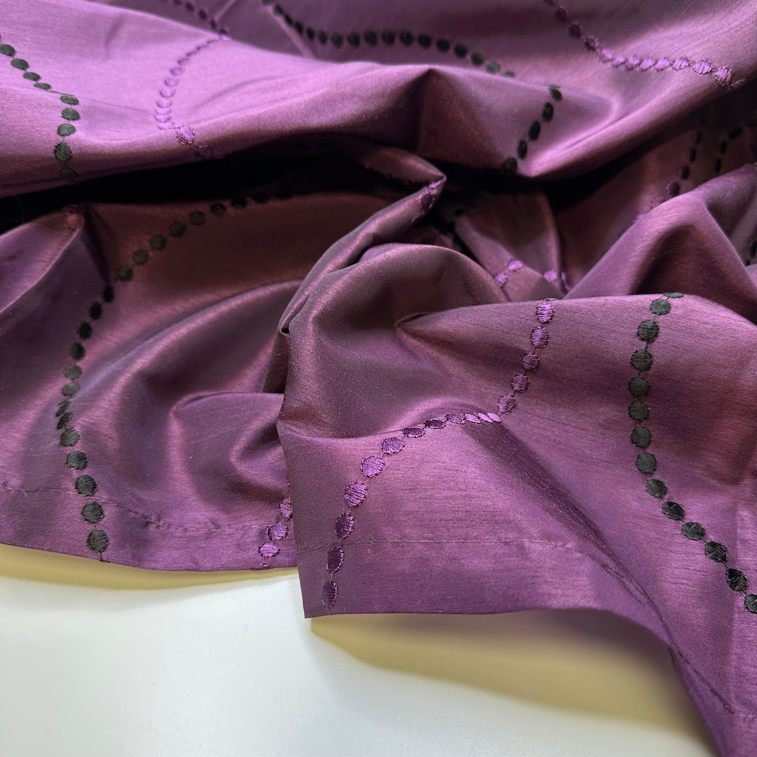 Buying Fashion Magazines - Vintage Polyester Blend Woven - Dark Purple/Black Geometric - 1M Bundle