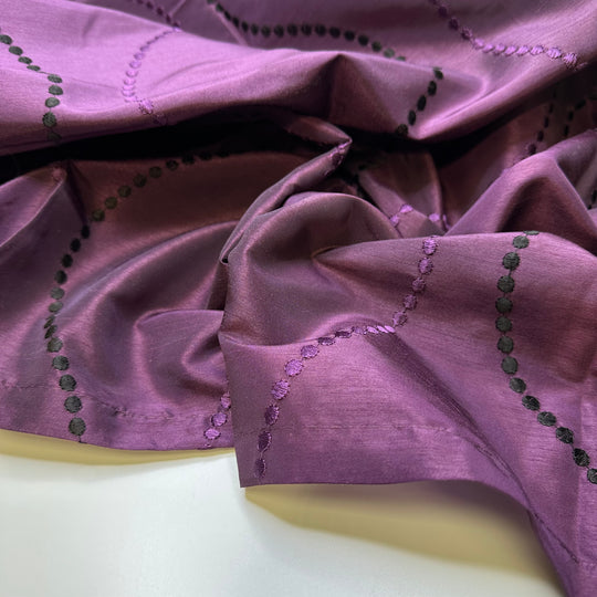 Buying Fashion Magazines - Vintage Polyester Blend Woven - Dark Purple/Black Geometric - 1M Bundle