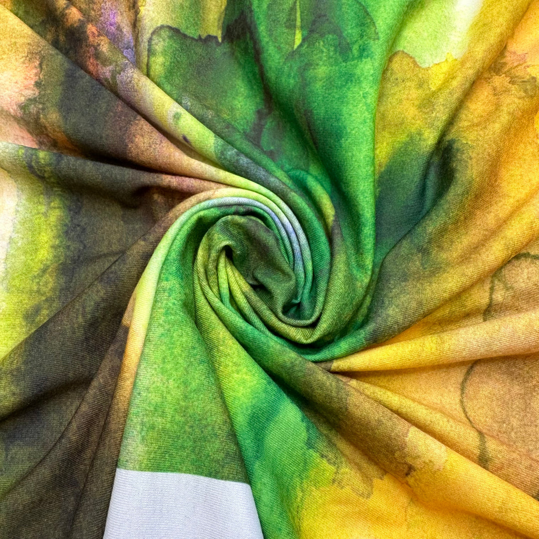 Just As It Melts - Jersey Cotton Blend Knit - Yellow/Green Watercolour - 1.75M Bundle