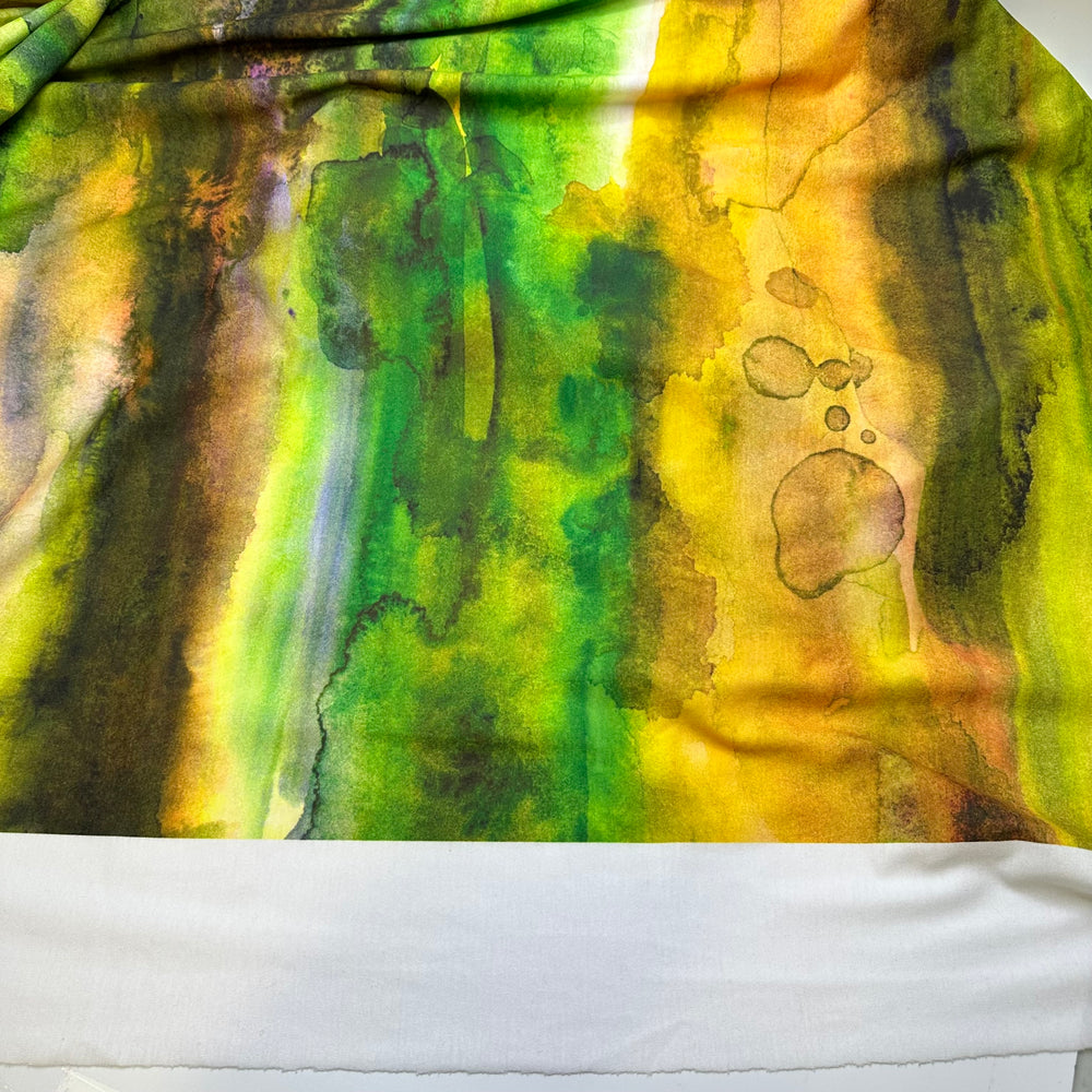 Just As It Melts - Jersey Cotton Blend Knit - Yellow/Green Watercolour - 1.75M Bundle
