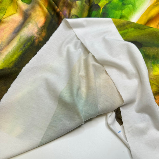 Just As It Melts - Jersey Cotton Blend Knit - Yellow/Green Watercolour - 1.75M Bundle