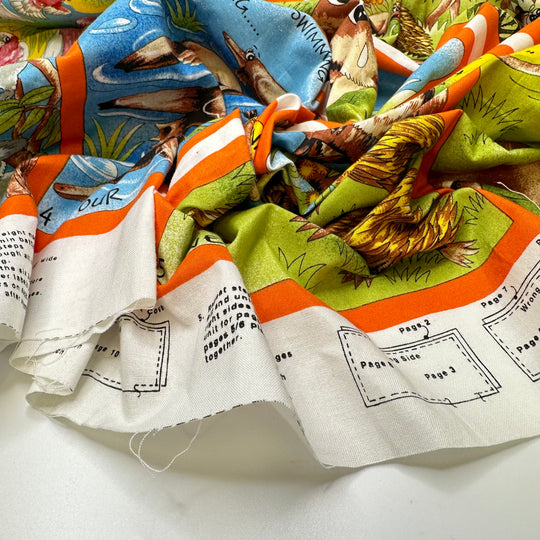 Learn To Count Cut &amp; Sew Book - Vintage Cotton Woven - White Multi Australian Animals Counting Book - 0.9M Bundle