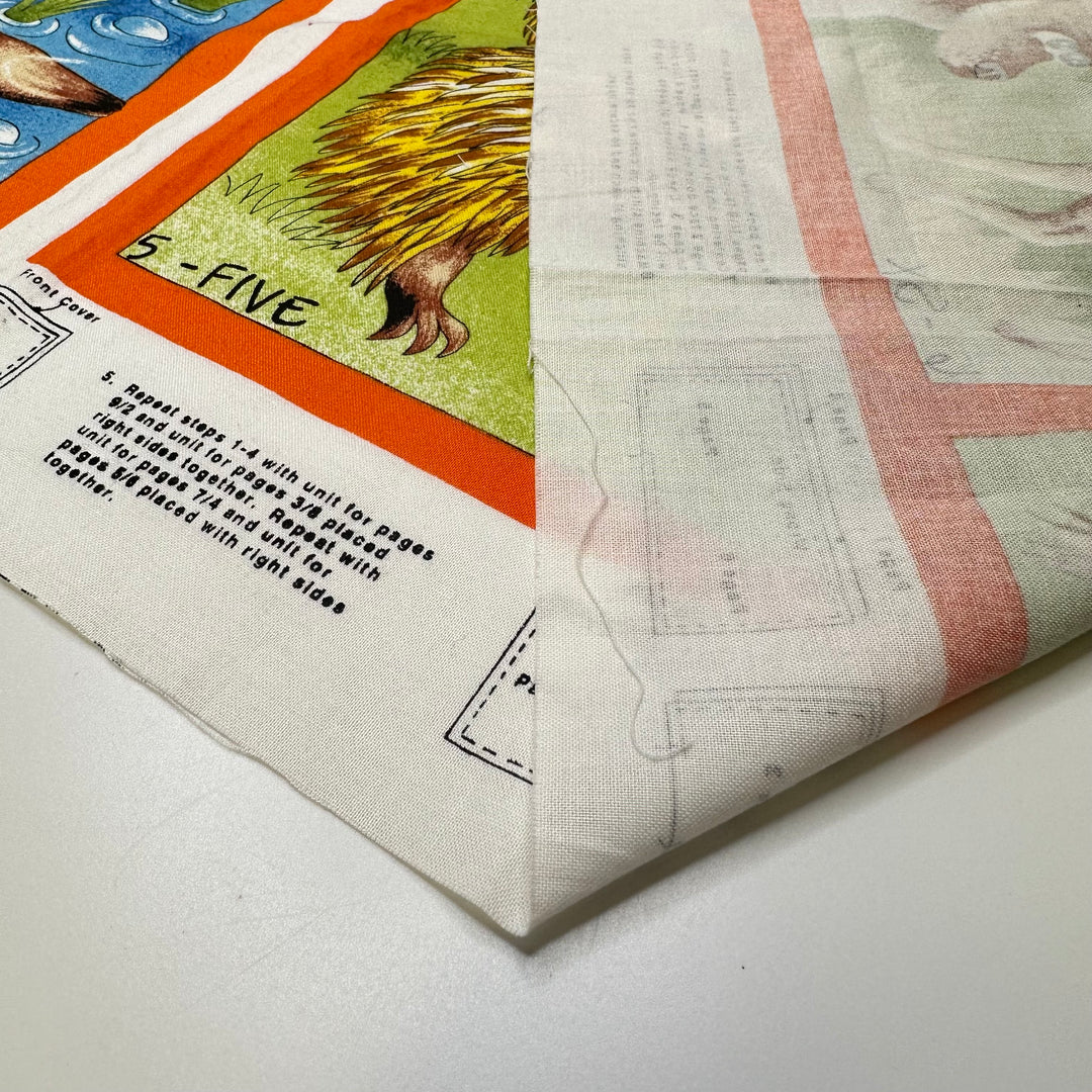 Learn To Count Cut &amp; Sew Book - Vintage Cotton Woven - White Multi Australian Animals Counting Book - 0.9M Bundle